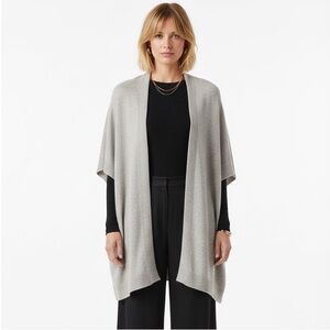 Halogen 100% Cashmere Open Front Poncho Cardigan Sweater Taupe Soft Cozy Luxury